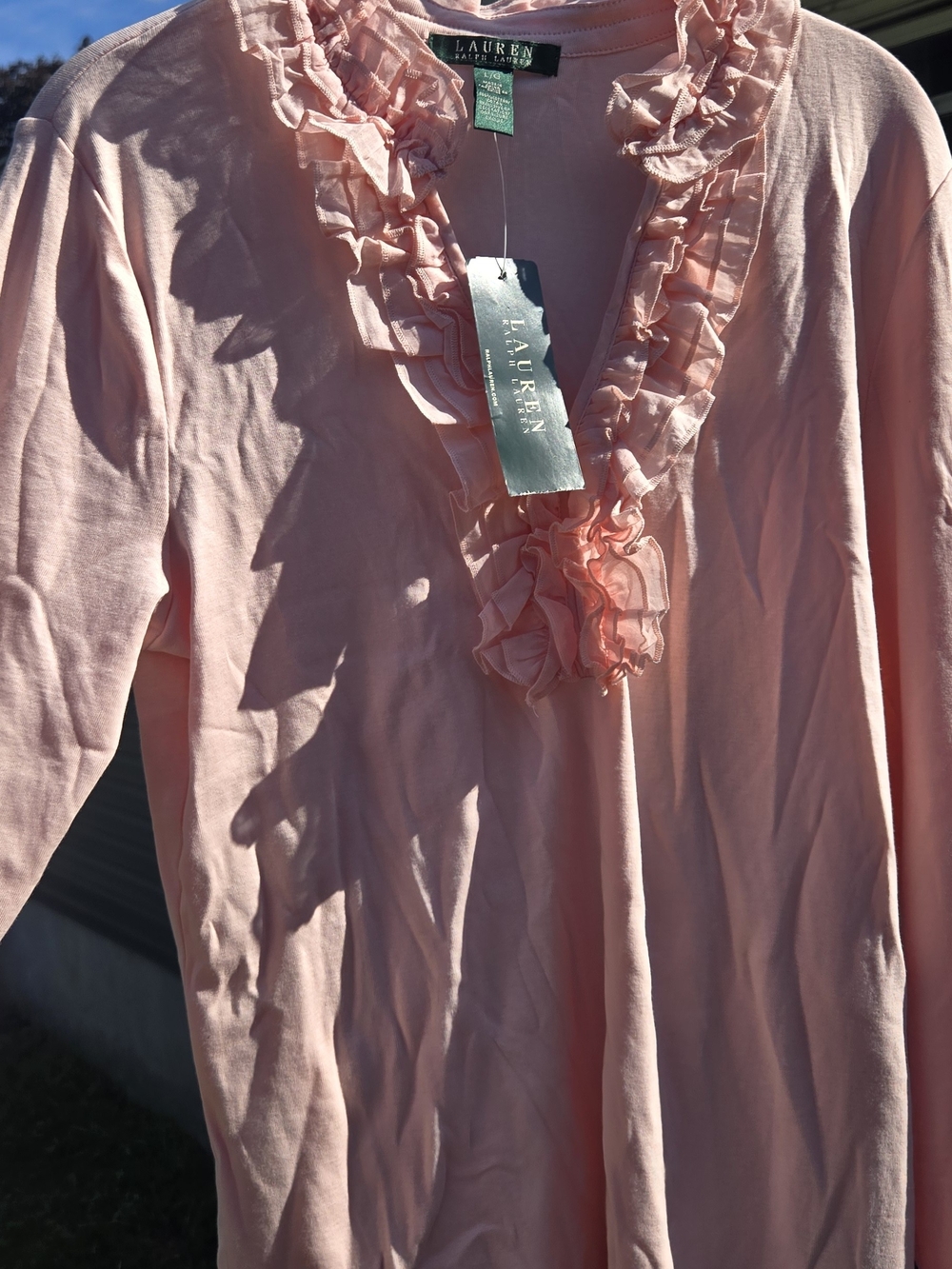 Ralph Lauren Pink Ruffle V-Neck Tunic